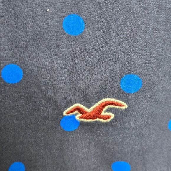 Hollister Sz Large Navy Blue/Bright Blue Polka Dot Dress Crossed Strap Back NWT - Picture 6 of 16